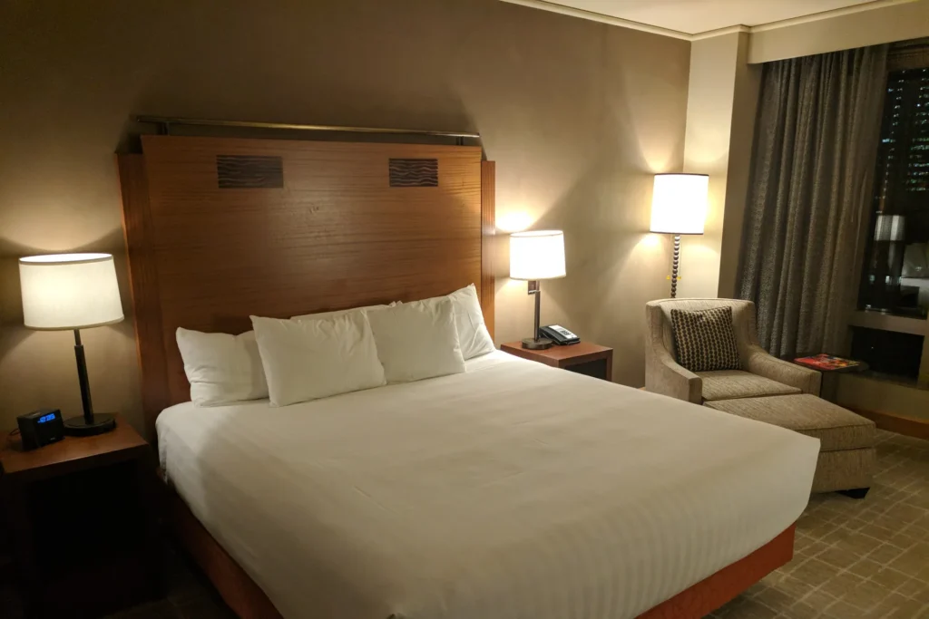 Bed in hotel room 2